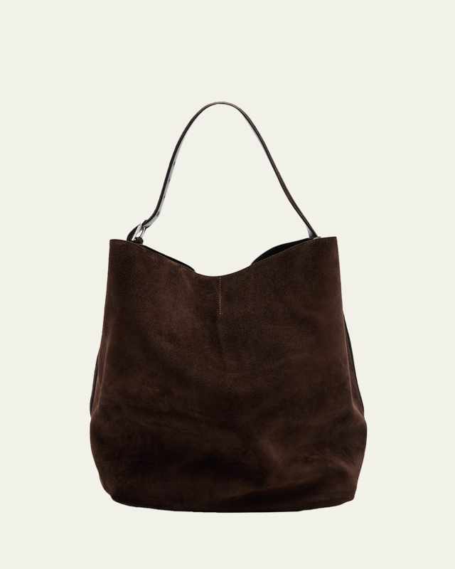 Large Belted Suede Tote Bag